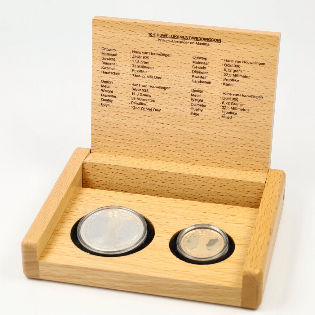 Netherlands. 10 Euro 2002 "Huwelijksmunt" Proof #1.0