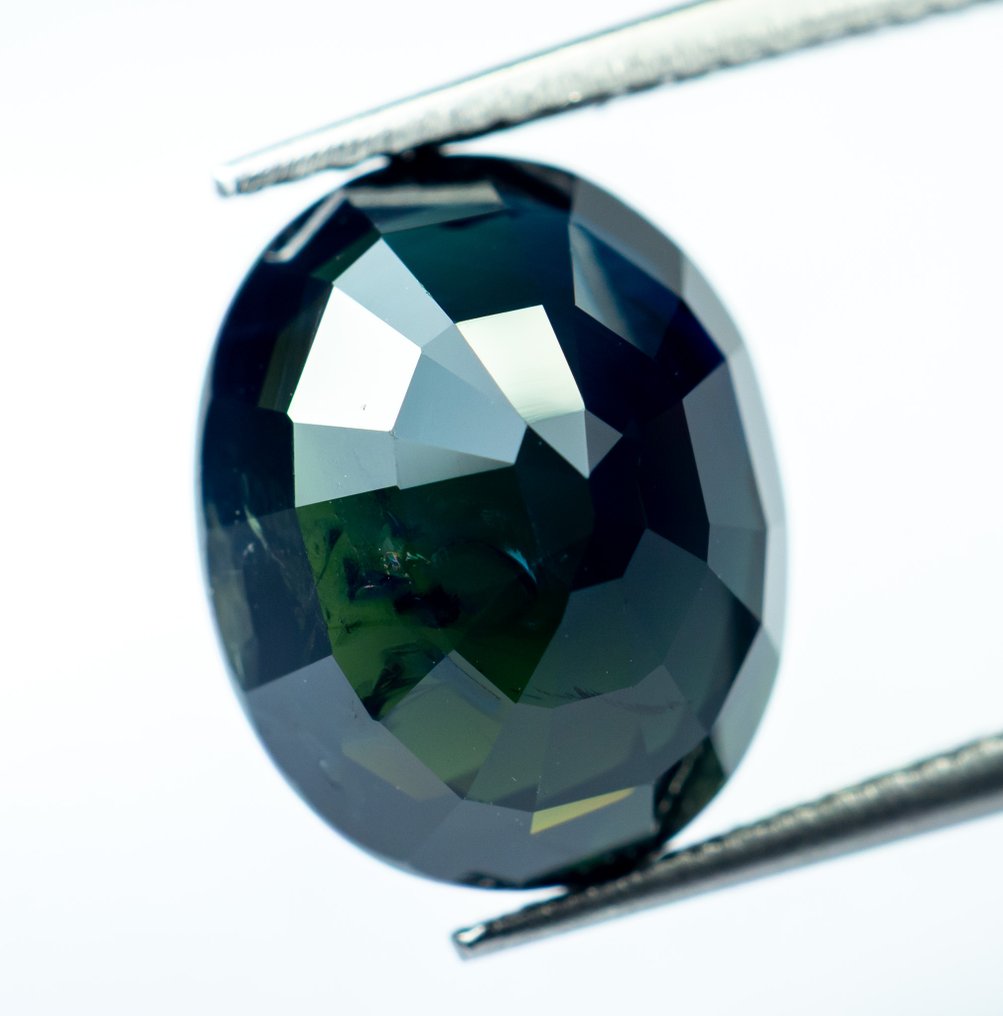 No reserve price Sapphire  - 9.17 ct - Bellerophon Gemlab - Deep greenish blue #3.2