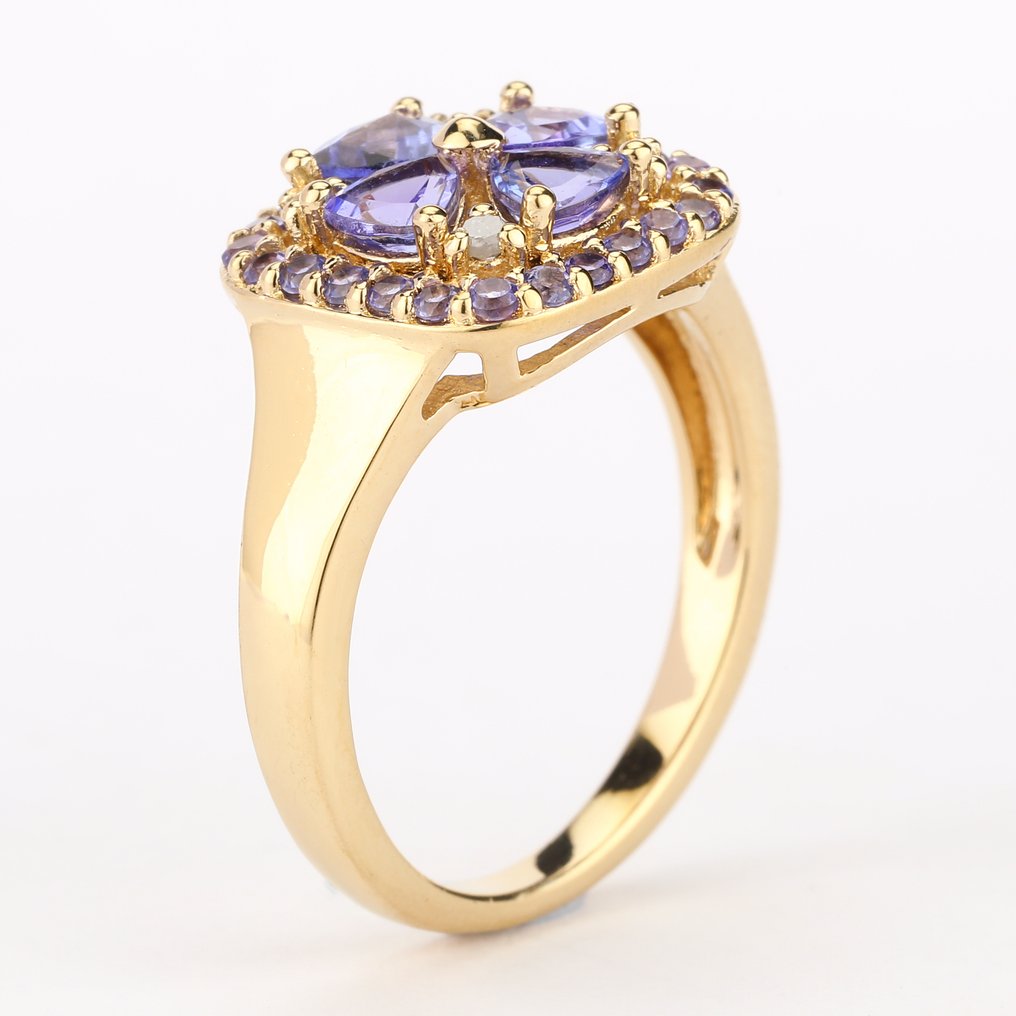 Nincs minimálár - Gyűrű Aranyozott, Ezüst -  1.40ct. tw. Tanzanit #2.1