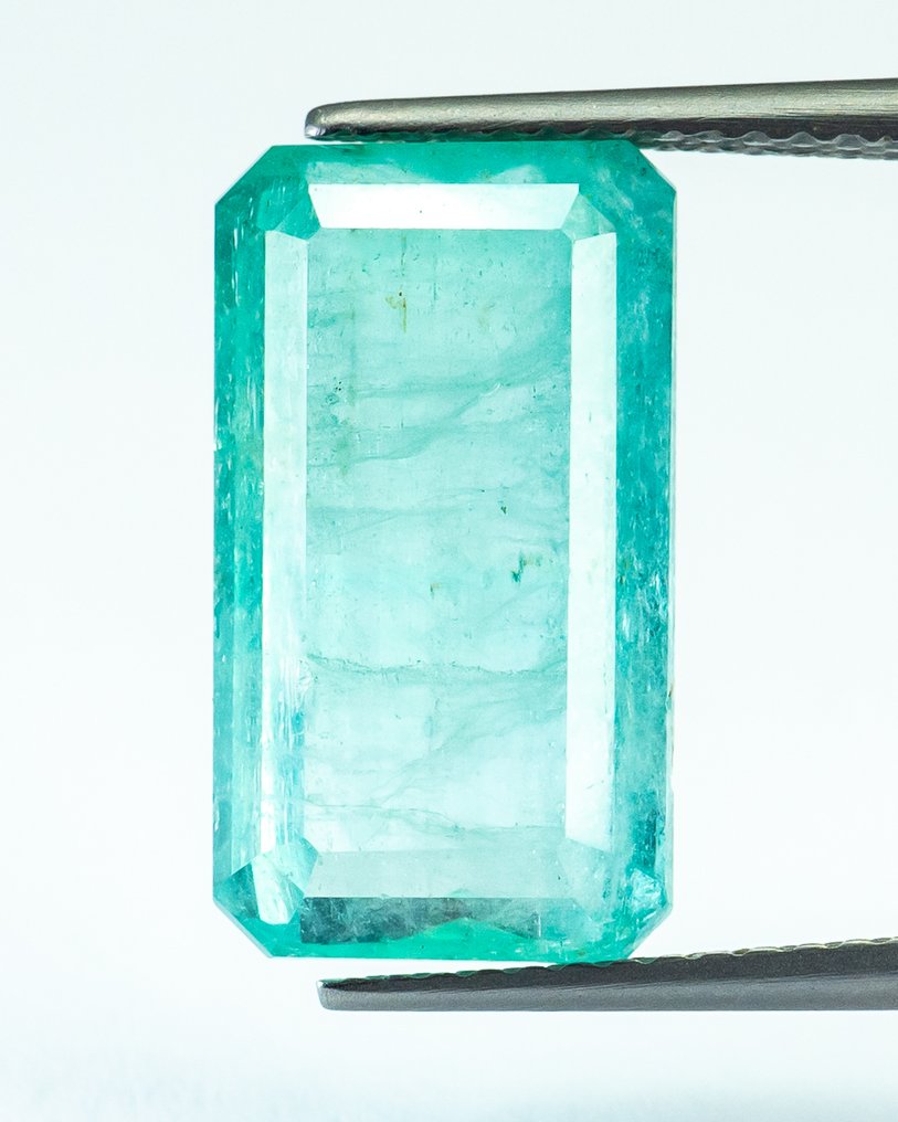 No reserve price Emerald  - 7.21 ct - Bellerophon Gemlab - Bluish Green (Nigeria) #1.0