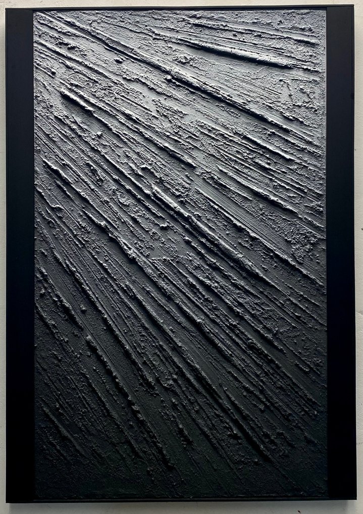 Jacopo Mattia Alegiani - LIght on black - Work already stretched and framed - ready to Hang ! #1.0
