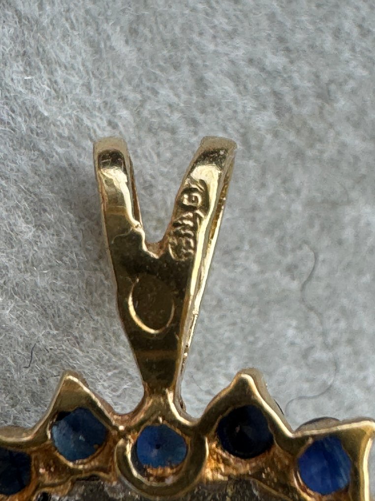 没有保留价 - 吊坠 - 18K包金 黄金, 白金, 钻石，蓝宝石两个标志 - 心形吊坠 #3.2