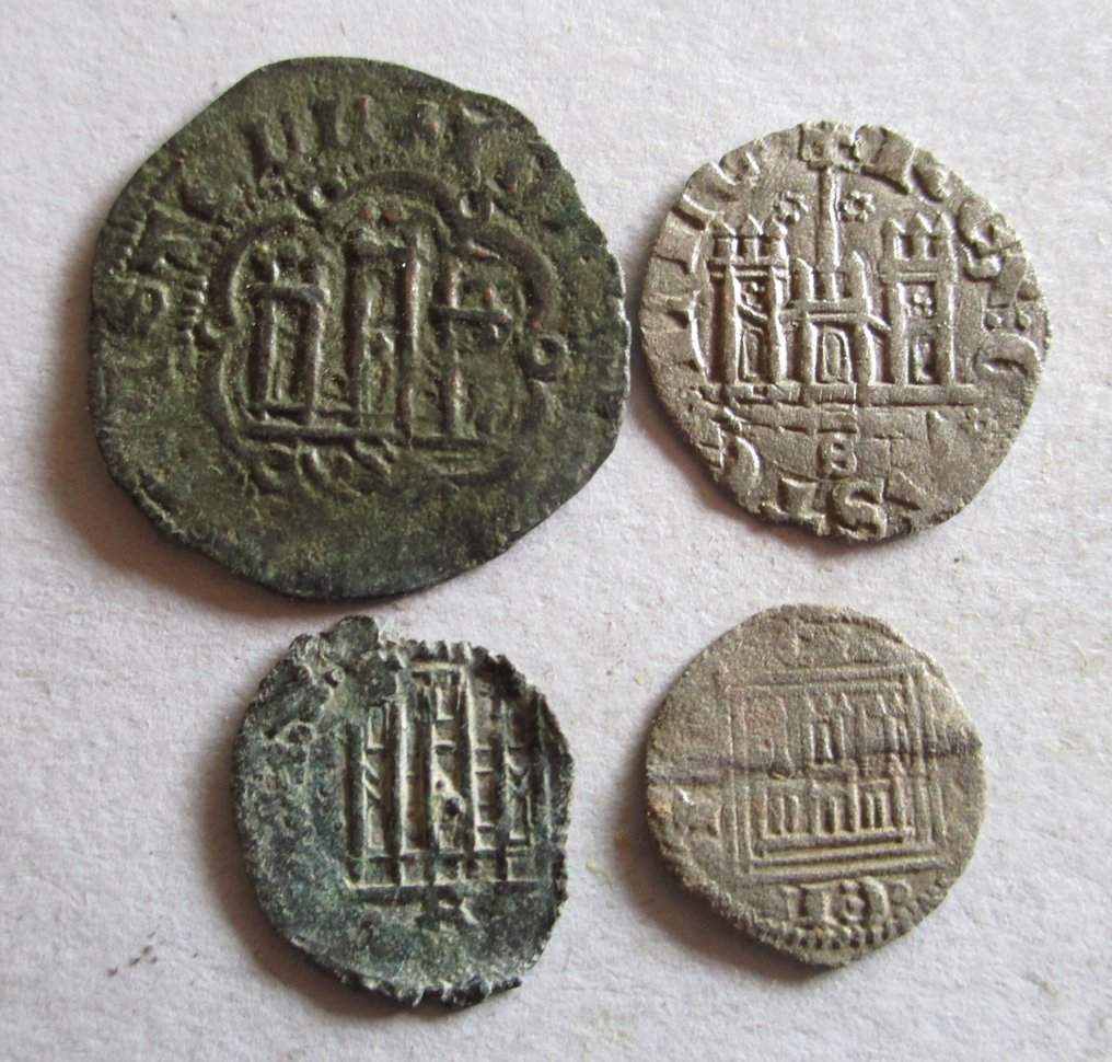 . Kingdom of Castile and León Lote de 4 monedas Alfonso X, Enrique II, Juan I, Juan II (No Reserve Price) #1.0