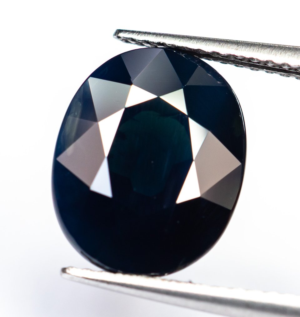 No reserve price Sapphire  - 9.17 ct - Bellerophon Gemlab - Deep greenish blue #1.0