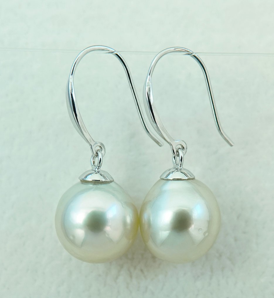 耳环 - 18K包金 白金 珍珠 - 南海，真正的巴洛克 #2.1