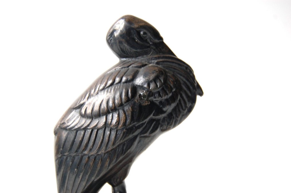 M Frecourt - Bookends (2) - Two storks - Art Deco - Metal and marble - Storks #4.3