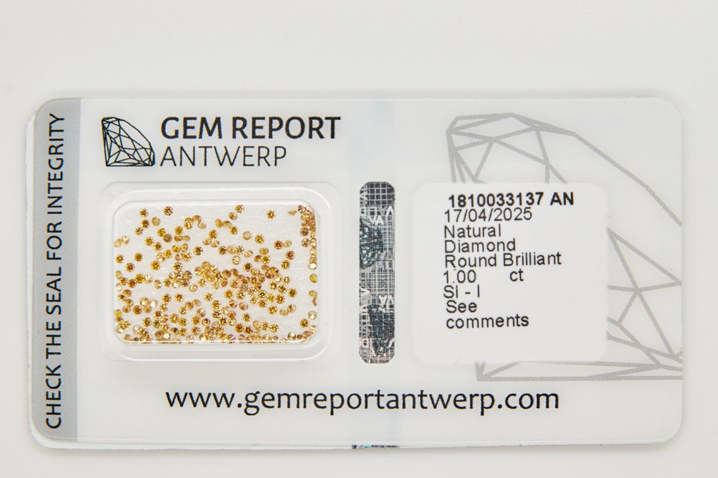 χωρίς τιμή ασφαλείας - 205 pcs Διαμάντι  (Φυσικό)  - 1.00 ct - Στρογγυλό - SI1, SI2, I1, I2, I3 - Gem Report Antwerp (GRA) #1.0