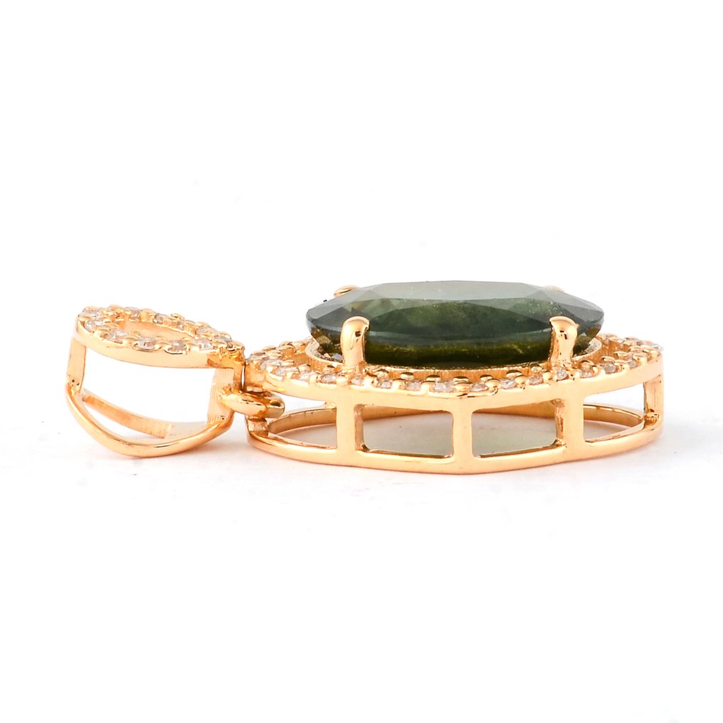 χωρίς τιμή ασφαλείας - Κρεμαστό κόσμημα - 14 καράτια Κίτρινο χρυσό -  2.98ct. tw. Ζαφείρι - Διαμάντι #2.1