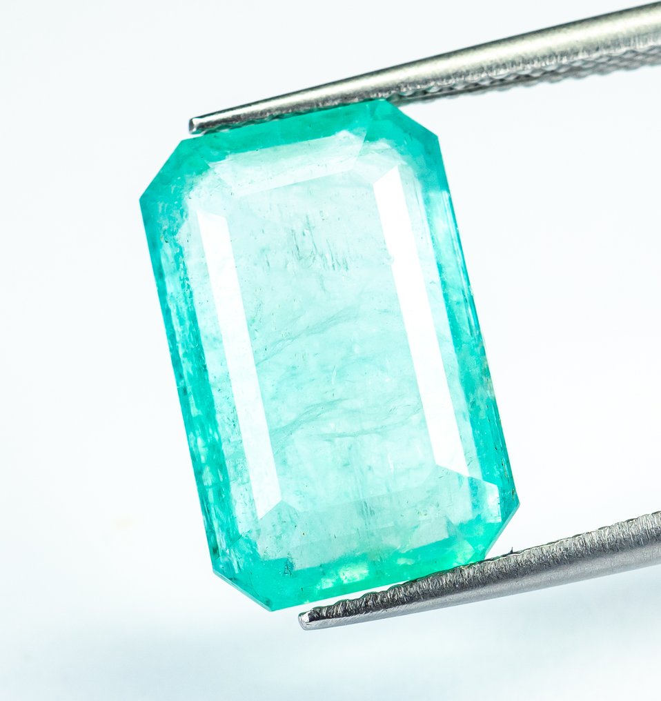 No reserve price Emerald - 9.84 ct - Bellerophon Gemlab - Bluish Green (Nigeria) #1.0
