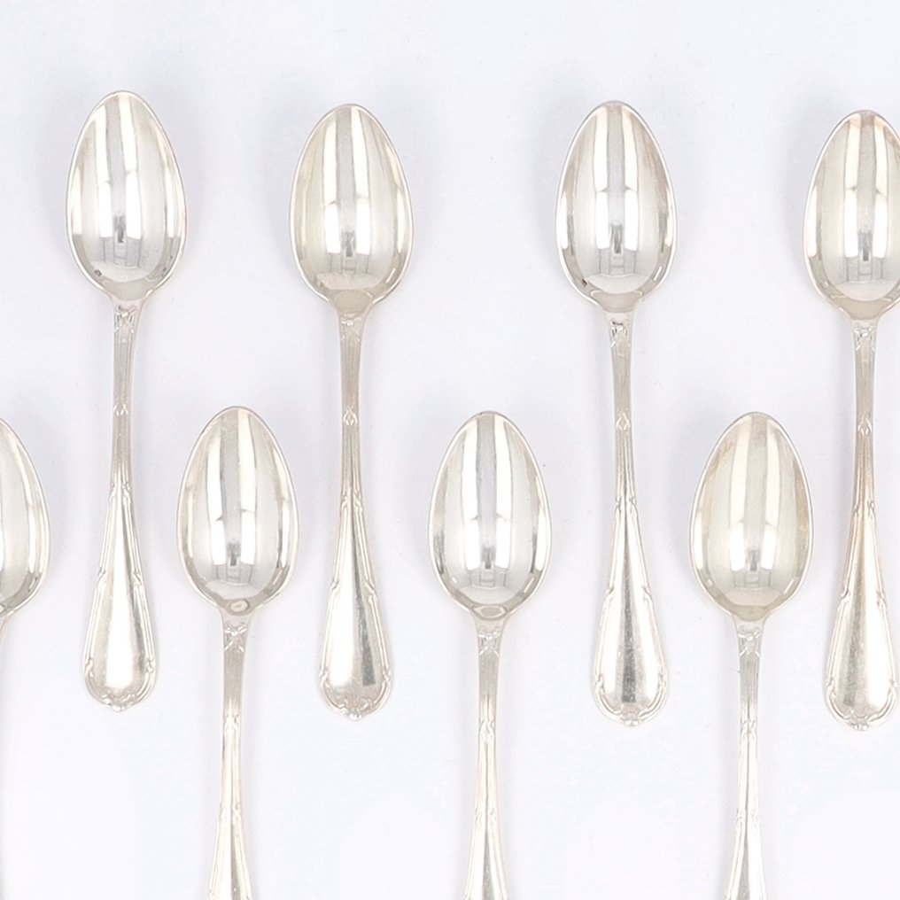 Christofle - Model Rubans - Κουταλάκι του γλυκού (12) - Επάργυρο #1.0