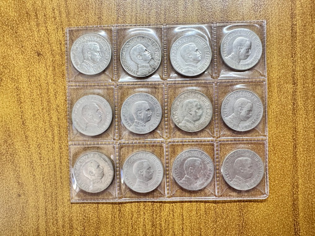 Ιταλία, Βασίλειο Vittorio Emanuele III. 1 Lira Anni vari “Quadriga” (12 monete) (χωρίς τιμή ασφαλείας) #1.0
