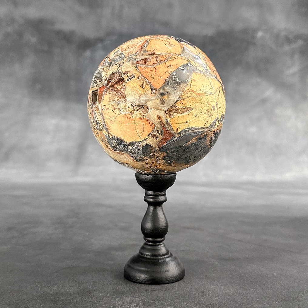 NO RESERVE PRICE - Wonderful Pair of Red Maligano Jasper Spheres on custom stands- 2400 g - (2) #1.0