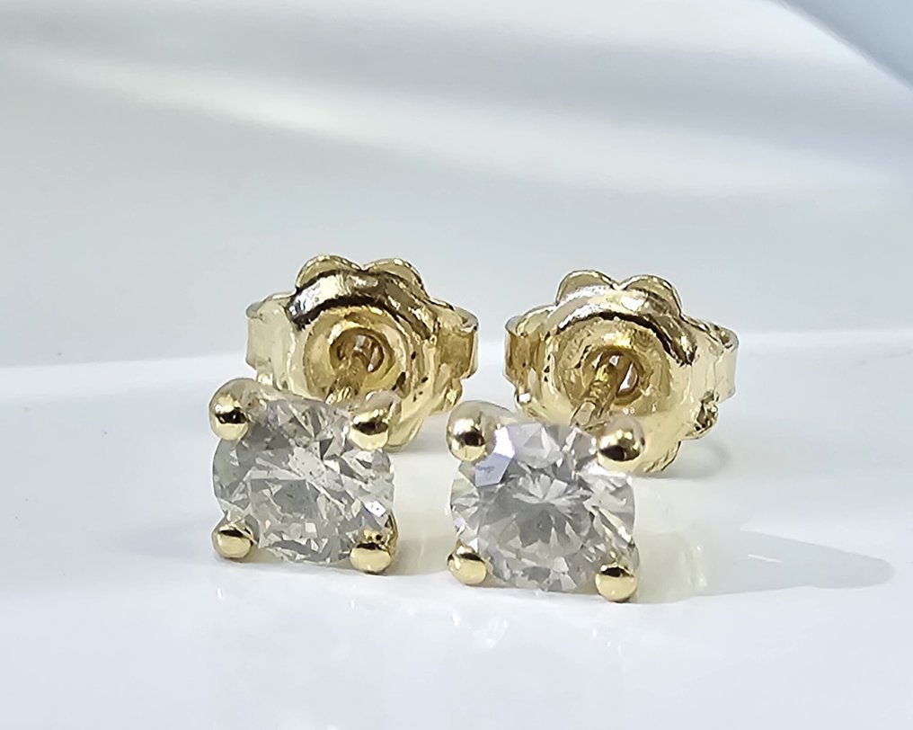 Nincs minimálár - Drop fülbevaló - 14 kt. Sárga arany - 0.80ct. tw. Gyémánt (Természetes) - Gyémánt #2.1