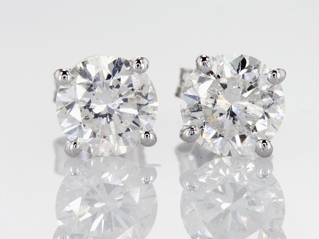 耳環 - 14 克拉 白金 - 3.02ct. tw. 鉆石 (天然) - E00034 #2.1