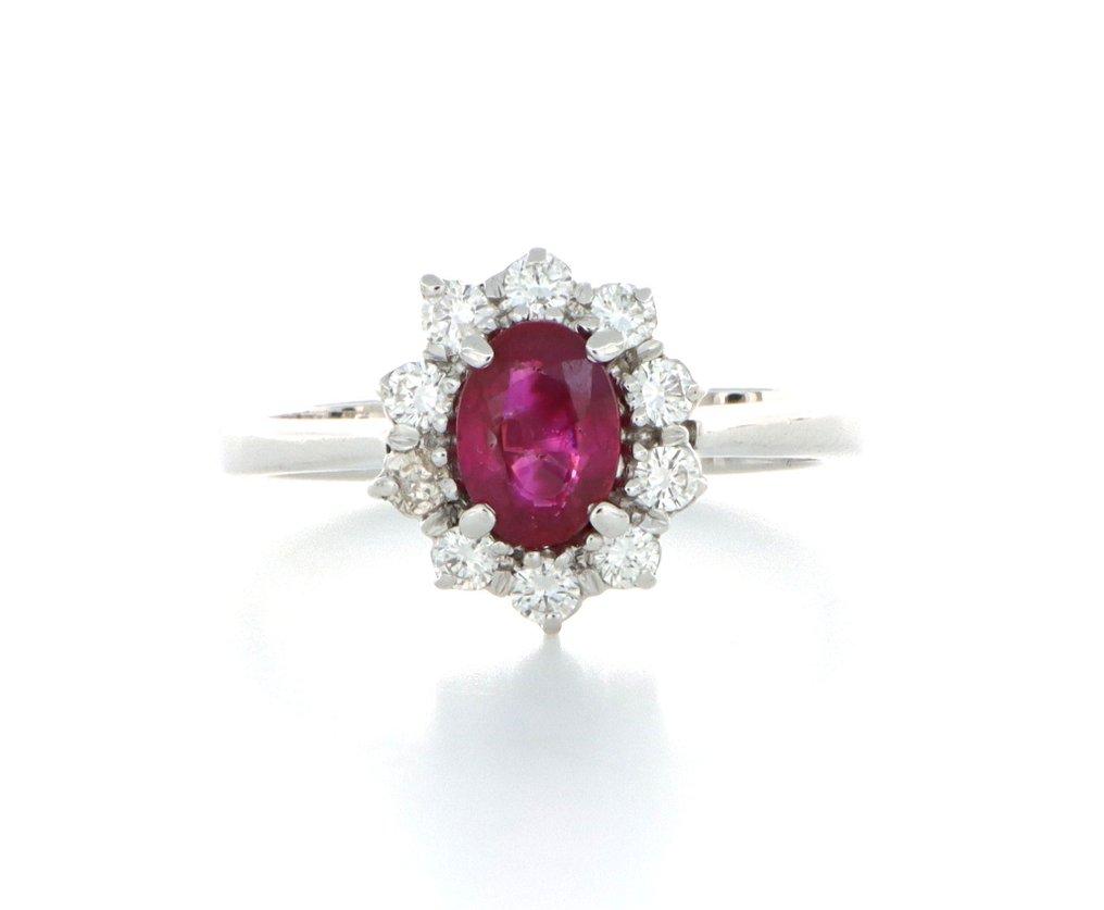 No Reserve Price - Ring - 18 kt. White gold -  1.00ct. tw. Ruby - Diamond #1.0