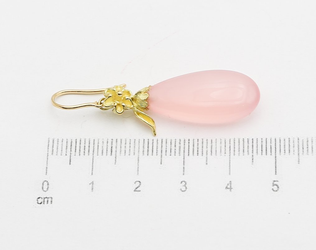 Boucles d'oreilles - 18 carats Or jaune Calcédoine #2.1