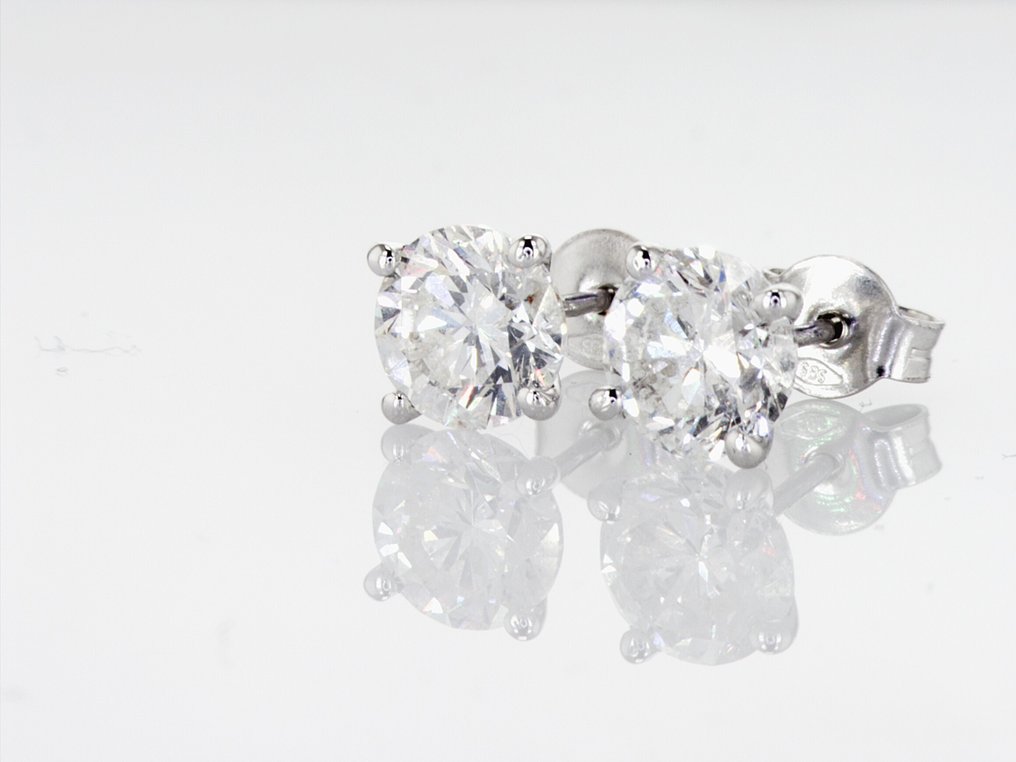 耳環 - 14 克拉 白金 - 3.02ct. tw. 鉆石 (天然) - E00034 #3.2