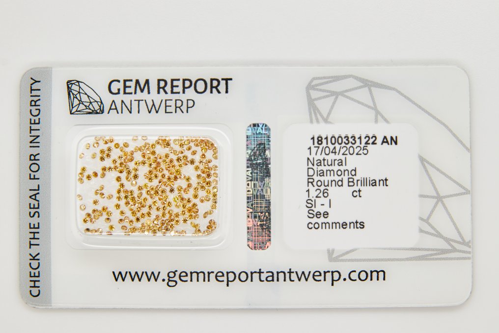 没有保留价 - 257 pcs 钻石  (天然)  - 1.26 ct - 圆形 - SI1 微内含一级, SI2 微内含二级, I1 内含一级, I2 内含二级, I3 - 安特卫普宝石报告（GRA） #1.0
