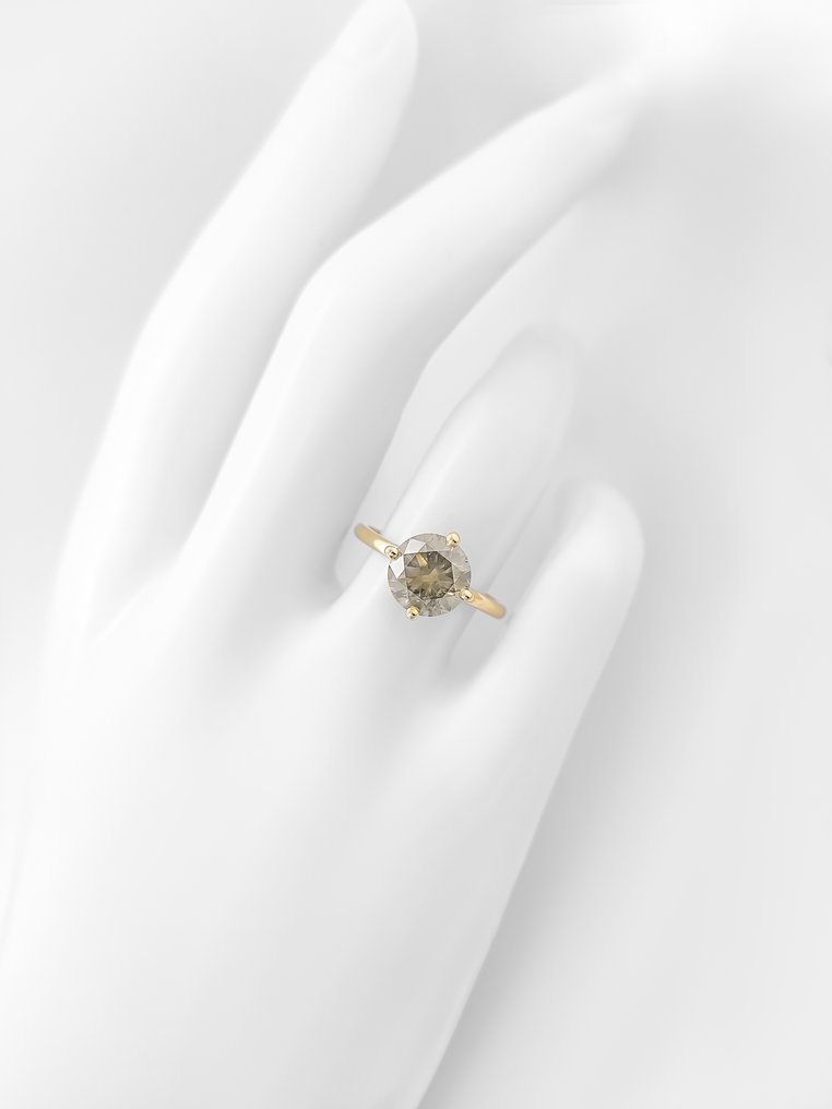 χωρίς τιμή ασφαλείας - Δαχτυλίδι - 14 καράτια Κίτρινο χρυσό - 2.07ct. tw. Διαμάντι (Φυσικού χρώματος) - Πιστοποιητικό IGI #3.2