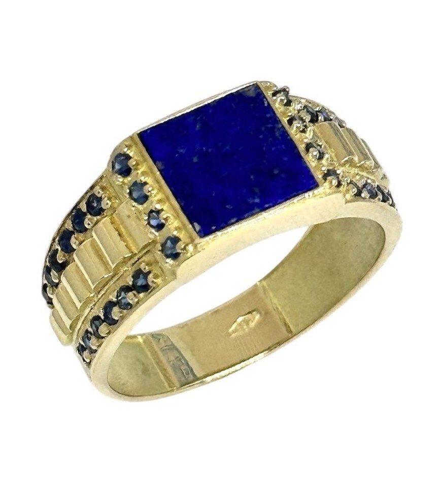 戒指 - 18K包金 黄金 -  2.34ct. tw. 青金石 - 蓝宝石 #1.0
