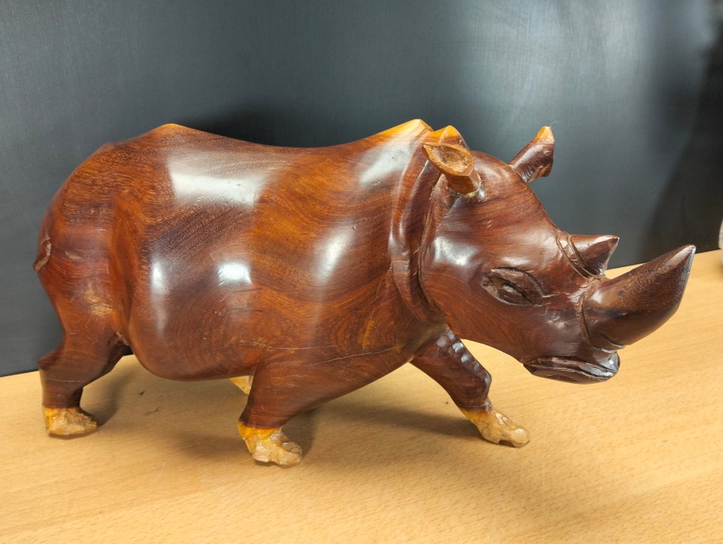Carving, Neushoorn houtsnijwerk - 24.5 cm - Wood #3.2