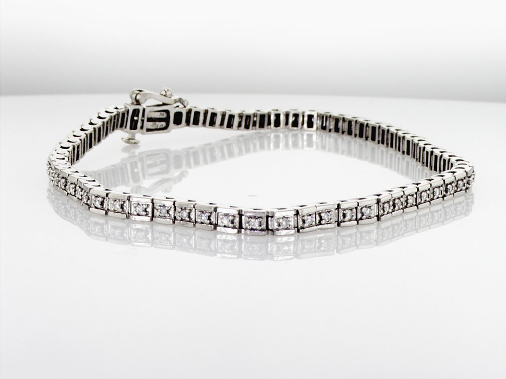 Βραχιόλι τένις - 18 καράτια Λευκός χρυσός - 0.60ct. tw. Διαμάντι (Φυσικό) - YKJ0012 #2.1
