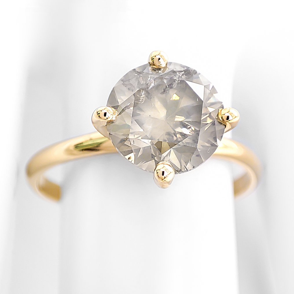 χωρίς τιμή ασφαλείας - Δαχτυλίδι - 14 καράτια Κίτρινο χρυσό - 2.07ct. tw. Διαμάντι (Φυσικού χρώματος) - Πιστοποιητικό IGI #1.0