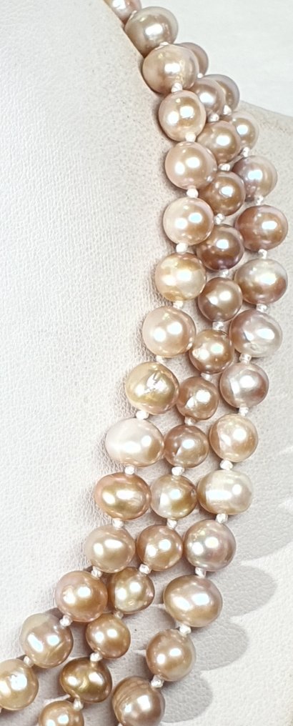 金色珍珠 - 自然色 - 圣洁荣耀与纯洁 - 925银镀金 - 项链 #4.3