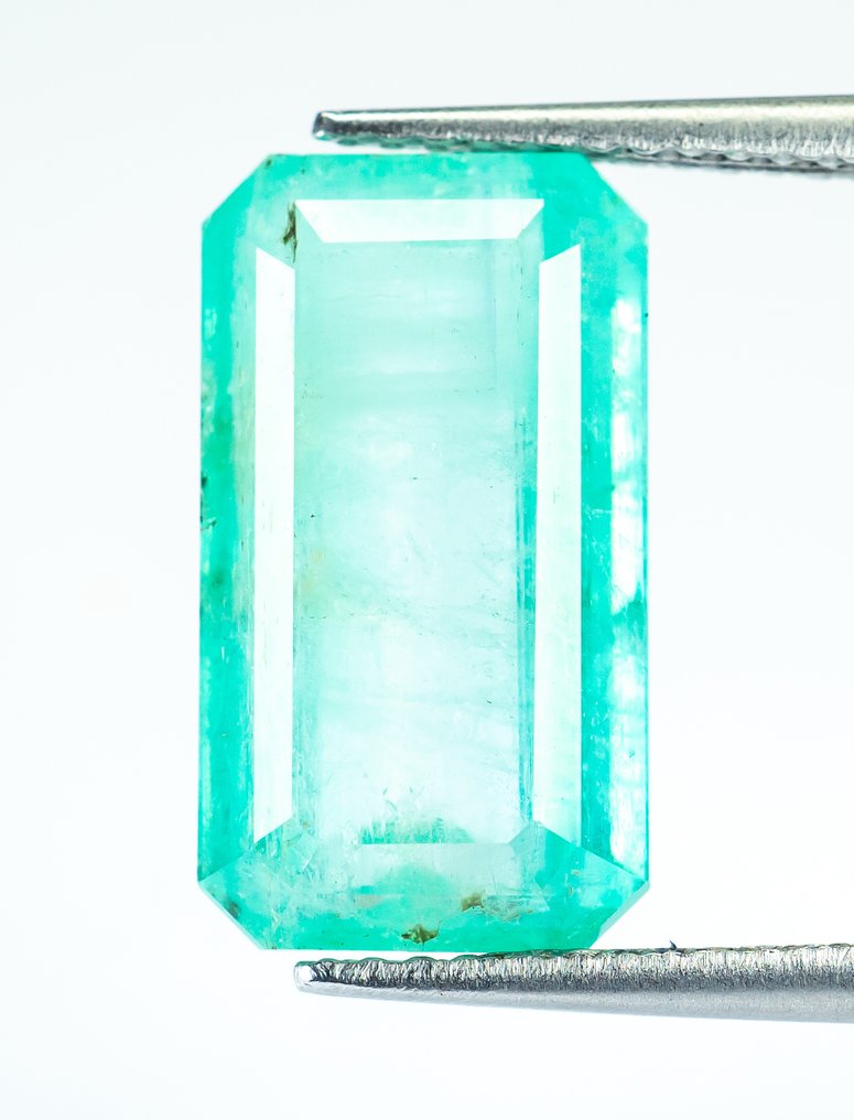 No reserve price Emerald  - 6.35 ct - Bellerophon Gemlab - Bluish Green (Nigeria) #1.0