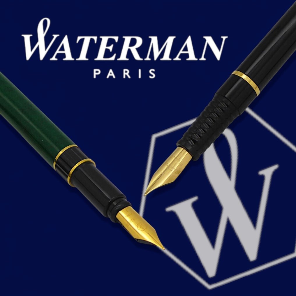 Waterman - Mod. "Centurion Marble Green & Laureat Black Laque" In Original Box - Nincs minimálár - Töltőtoll #1.0