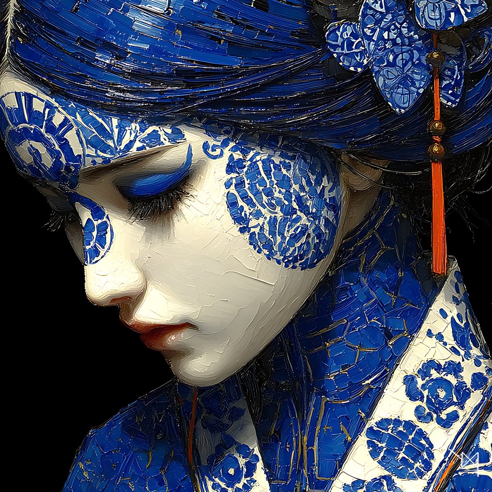 NYX - Élégie d’Azur – Portrait Contemporain en Bleu et Or #1.0