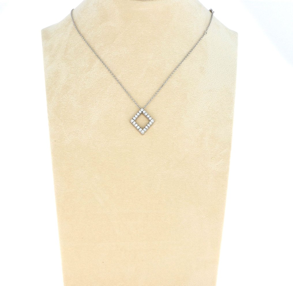 沒有保留價 - 吊墜頸鏈 - 18 克拉 白金 - 0.50ct. tw. 鉆石 (天然) #1.0