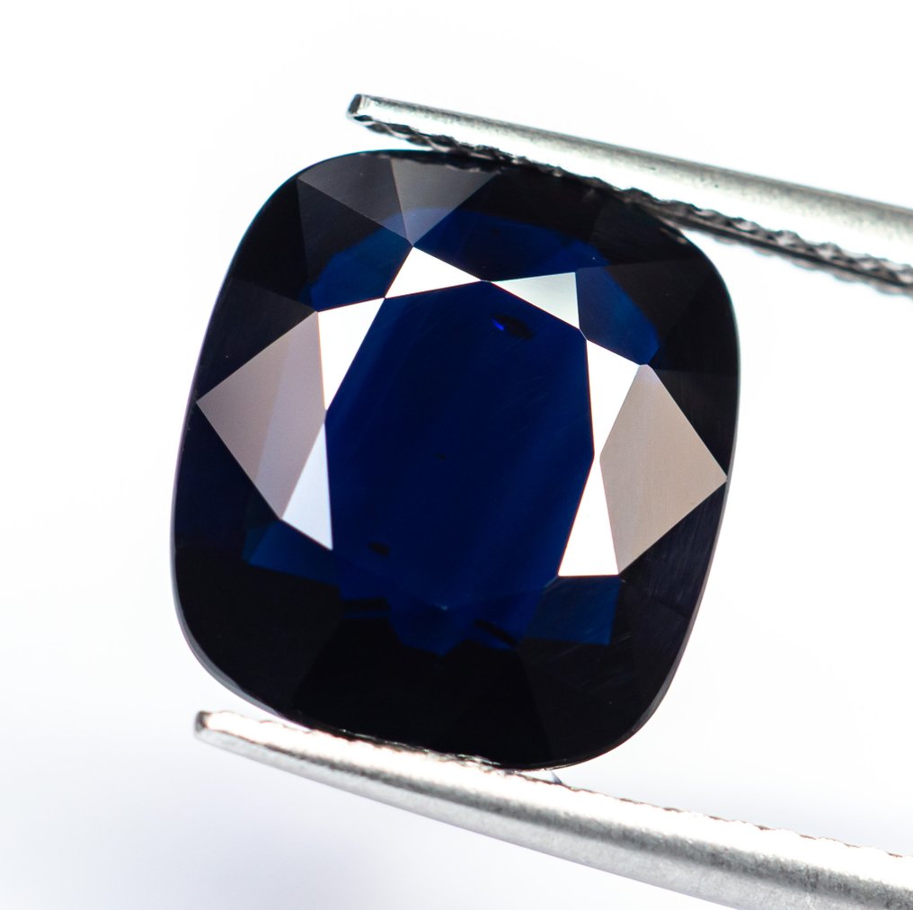 Sans prix de réserve Saphir - 7.39 ct - Bellerophon Gemlab - Bleu foncé #1.0