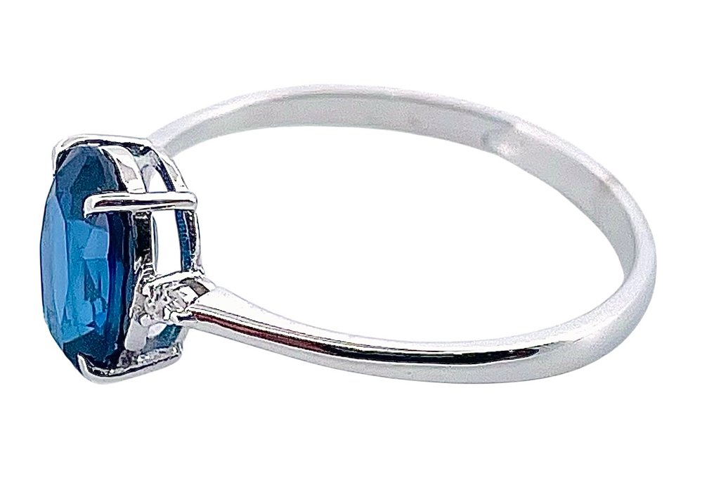 没有保留价 - 戒指 - 18K包金 白金 蓝宝石 - 钻石 #3.2