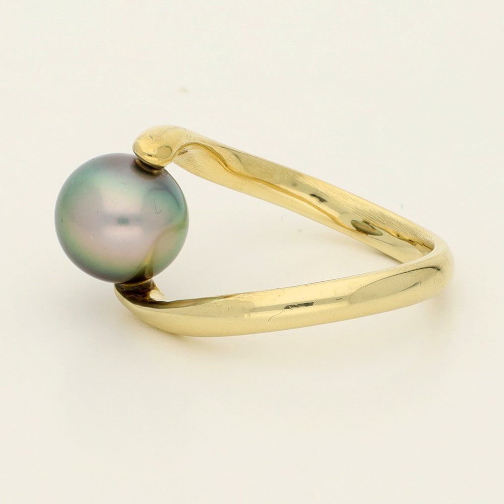 Bague - 18 carats Or jaune - perle d'eau douce #2.1