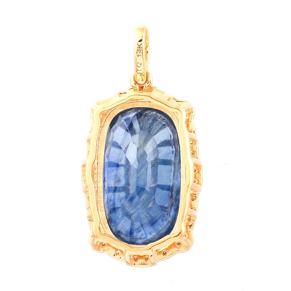 没有保留价 - 吊坠 - 14K包金 黄金 -  9.88ct. tw. 蓝宝石 - 钻石 #1.0