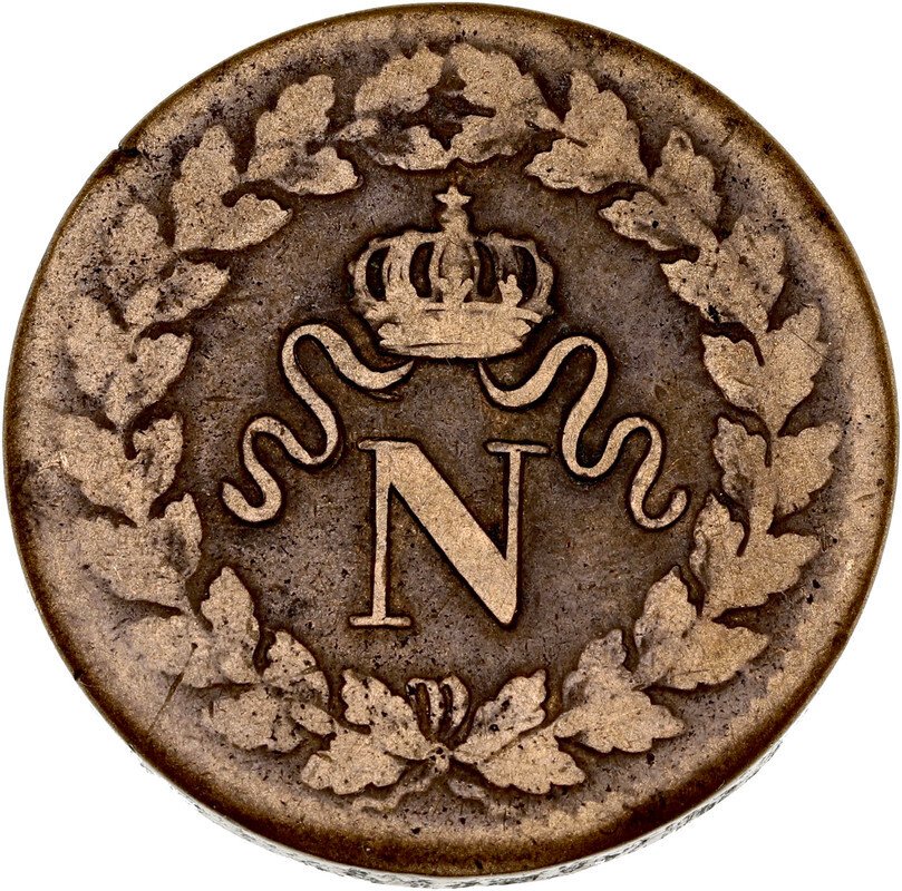 法国. 拿破仑一世 (1804-1814). 1 Décime 1814-BB, Strasbourg. Variété double point (没有保留价) #1.0