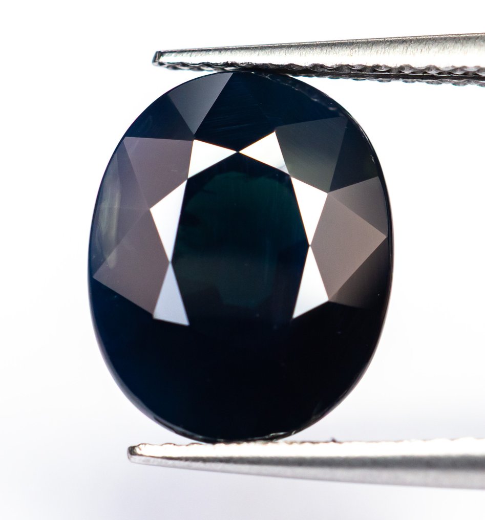 No reserve price Sapphire  - 9.17 ct - Bellerophon Gemlab - Deep greenish blue #1.0