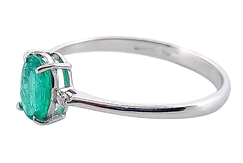 沒有保留價 - 戒指 - 18 克拉 白金 祖母綠 - 鉆石 #4.3