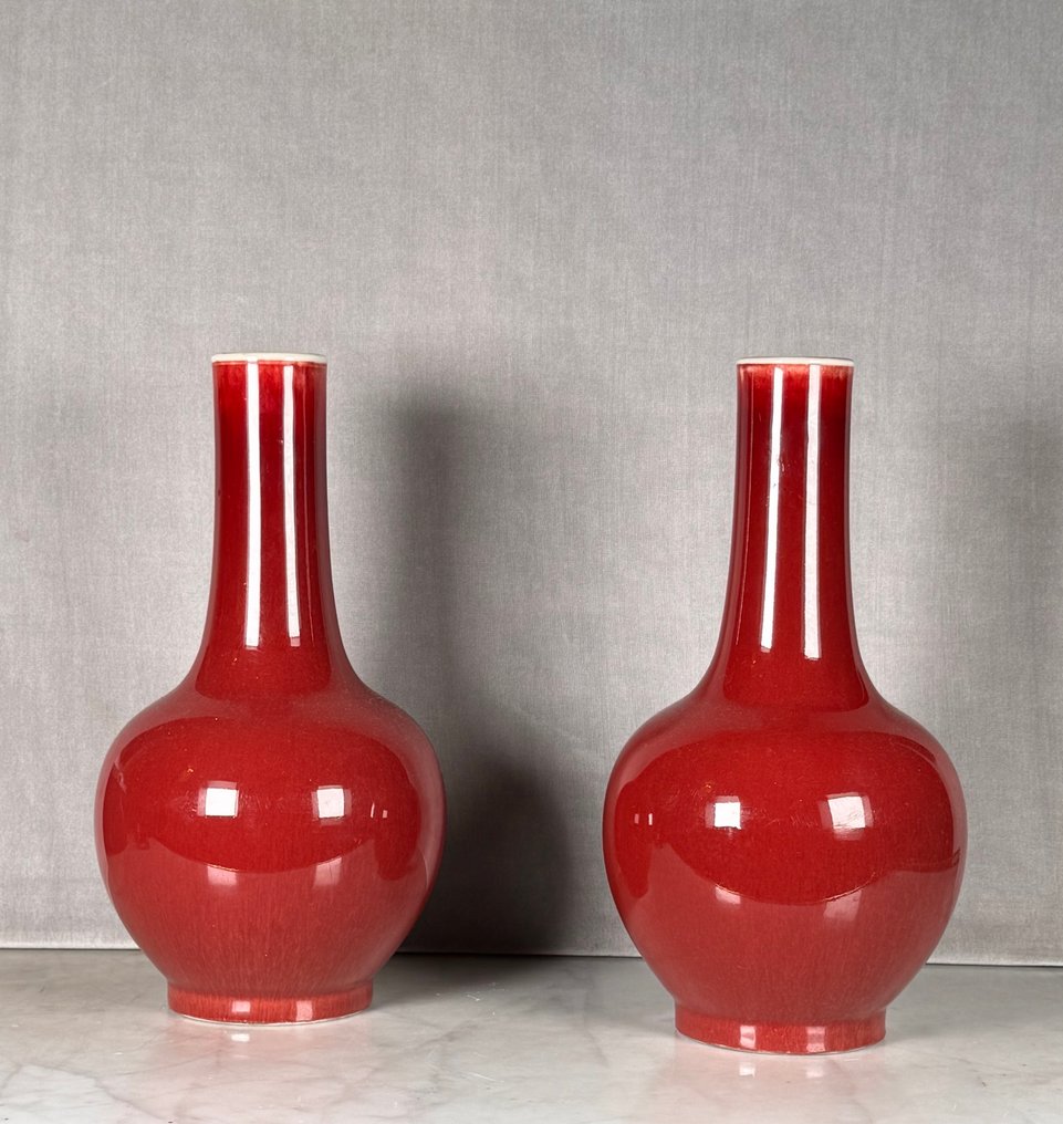 花瓶 - 瓷 - 中国 - Republic period (1912-1949) - 一对 flambé 花瓶 #1.0