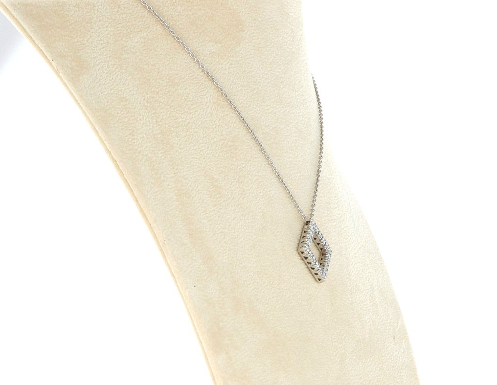 沒有保留價 - 吊墜頸鏈 - 18 克拉 白金 - 0.50ct. tw. 鉆石 (天然) #3.2