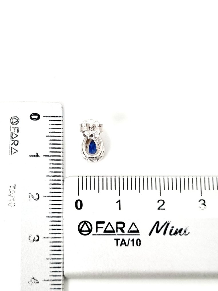 Σκουλαρίκια - 18 καράτια Λευκός χρυσός Ζαφείρι - Διαμάντι #4.3