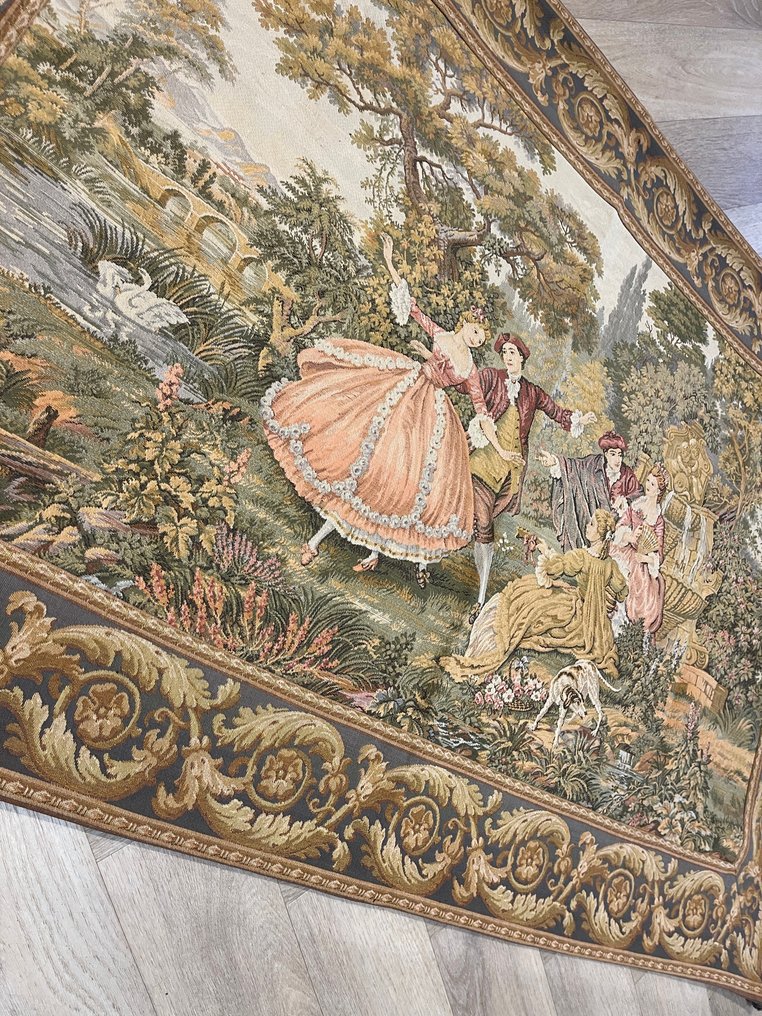 Classical wall tapestry with romantic 18th-century scene - French-Classical wall tapestry with - Tapestry - 1 cm - 141 cm #4.3