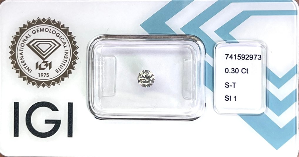 Ei pohjahintaa - 1 pcs Timantti  (Luonnollinen)  - 0.30 ct - Pyöreä - SI1 - Kansainvälinen gemologinen instituutti (IGI) - S - T #2.1
