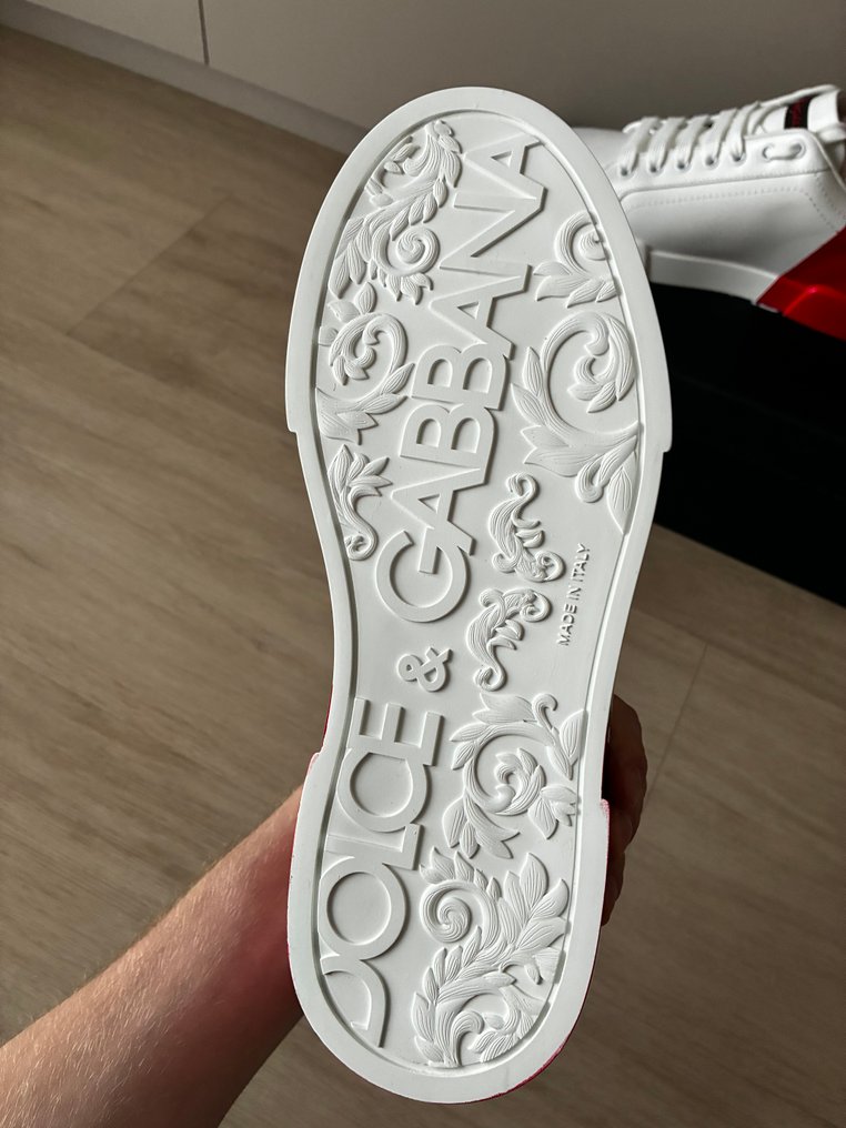 Dolce & Gabbana - Portofino Sneakers White Red - Sneakers - Size: EU 40 - New with tags #4.3
