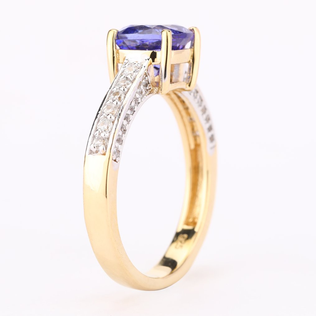 Fără preț de rezervă - Inel Placat cu aur, Argint -  1.63ct. tw. Tanzanite - Zircon #4.3