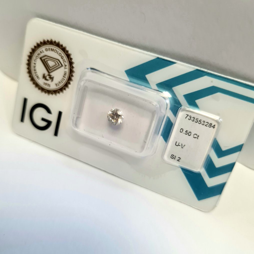 没有保留价 - 1 pcs 钻石  (天然)  - 0.50 ct - 圆形 - SI2 微内含二级 - 国际宝石研究院（IGI） - U - V #4.3