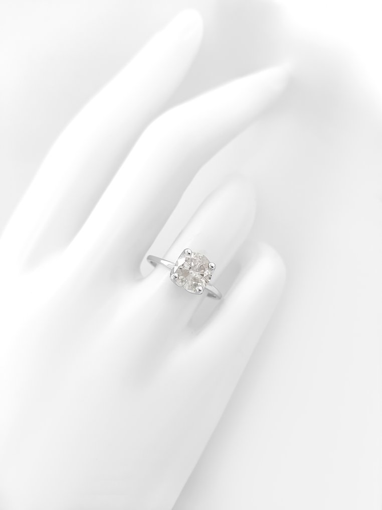 Ei pohjahintaa - Sormus - 14 kt. Valkokulta - 1.64ct. tw. Timantti (Luonnollinen) - IGI Certificate #4.3