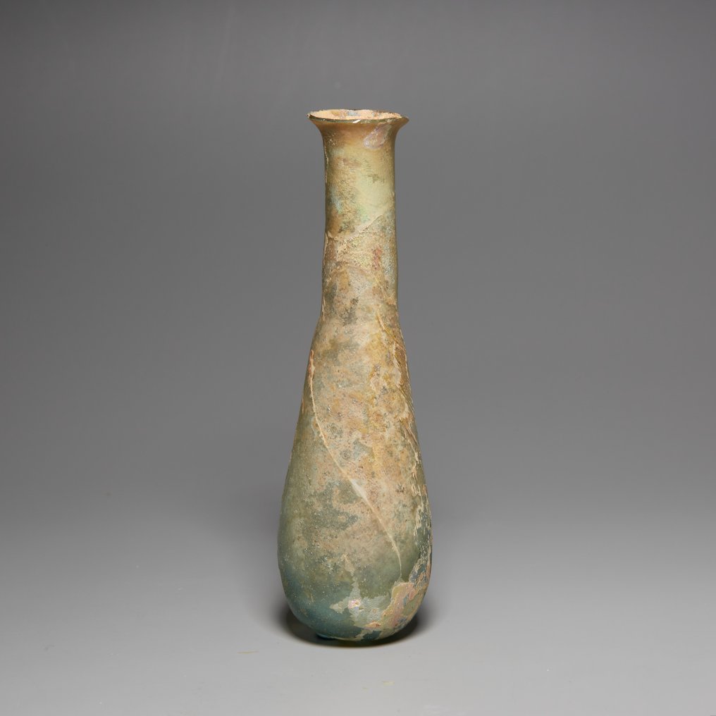 Αρχαία Ρωμαϊκή Γυαλί Φιάλη, 1ος - 3ος αιώνας μ.Χ. Ύψος 10 cm. #2.1