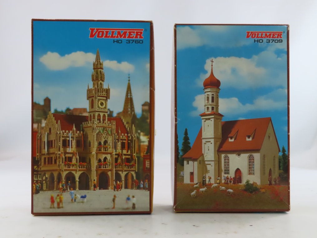 Vollmer H0轨 - 3709/3760 - 模型火车拼搭套件 (2) - 大城市市政厅和乡村教堂‘St. Andre’拼装套件 #1.0